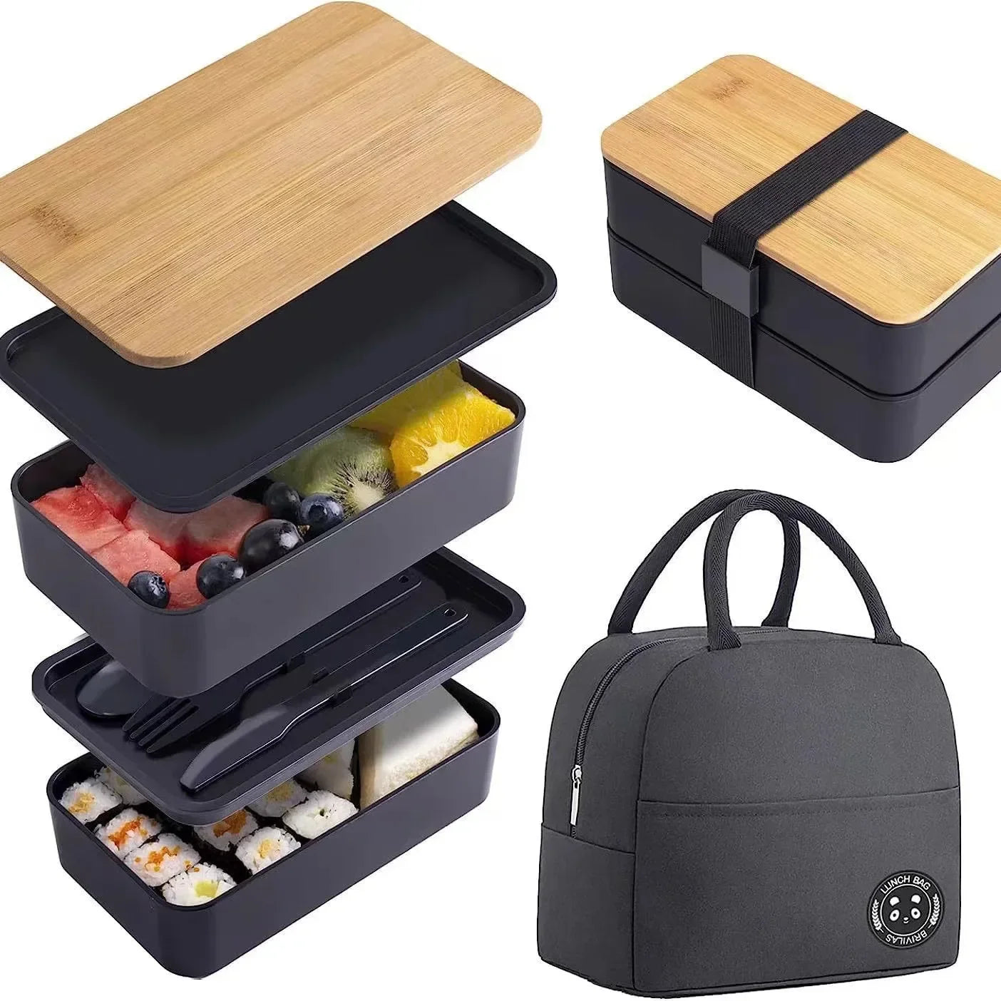 Boîte à lunch Bento empilable avec sac isotherme