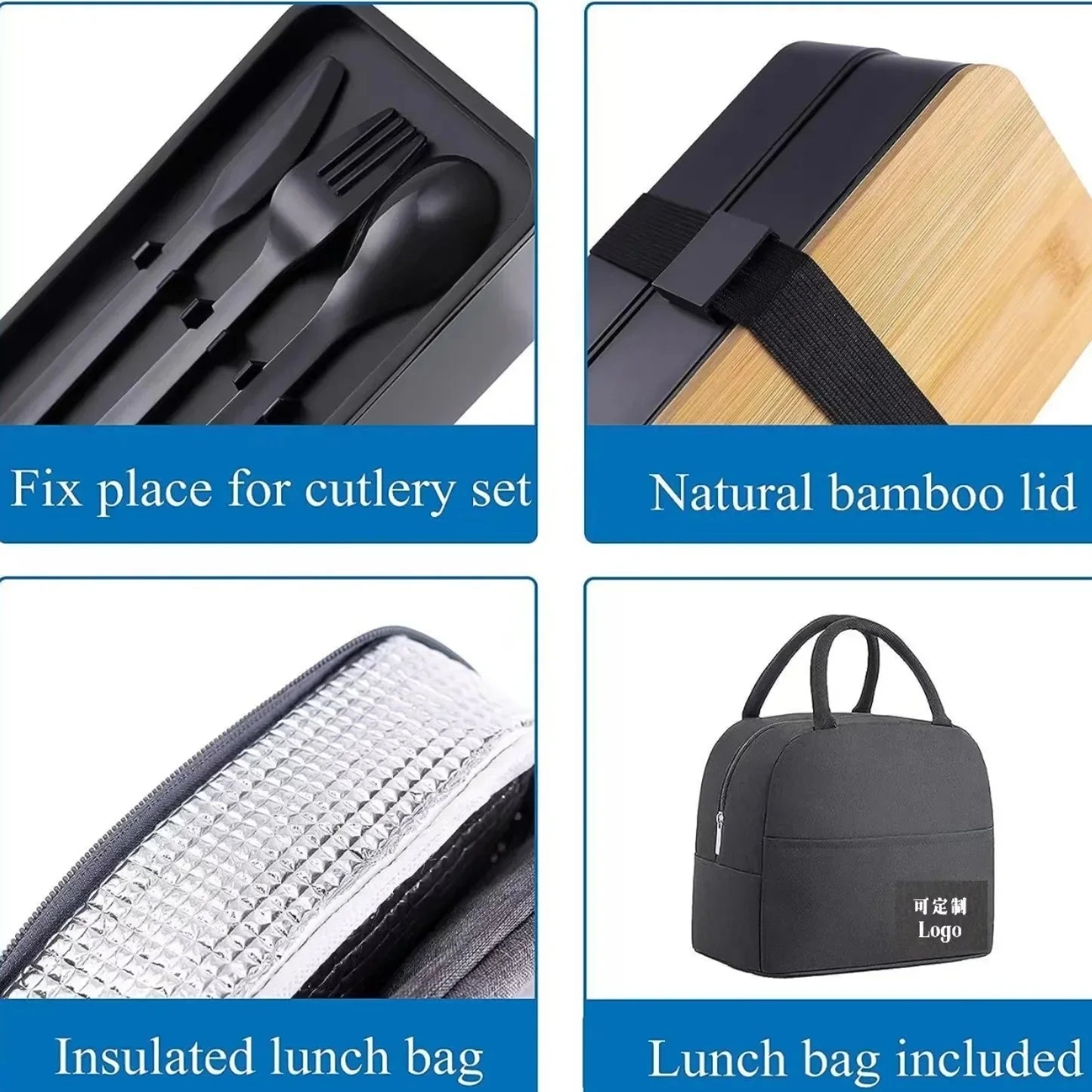 Boîte à lunch Bento empilable avec sac isotherme
