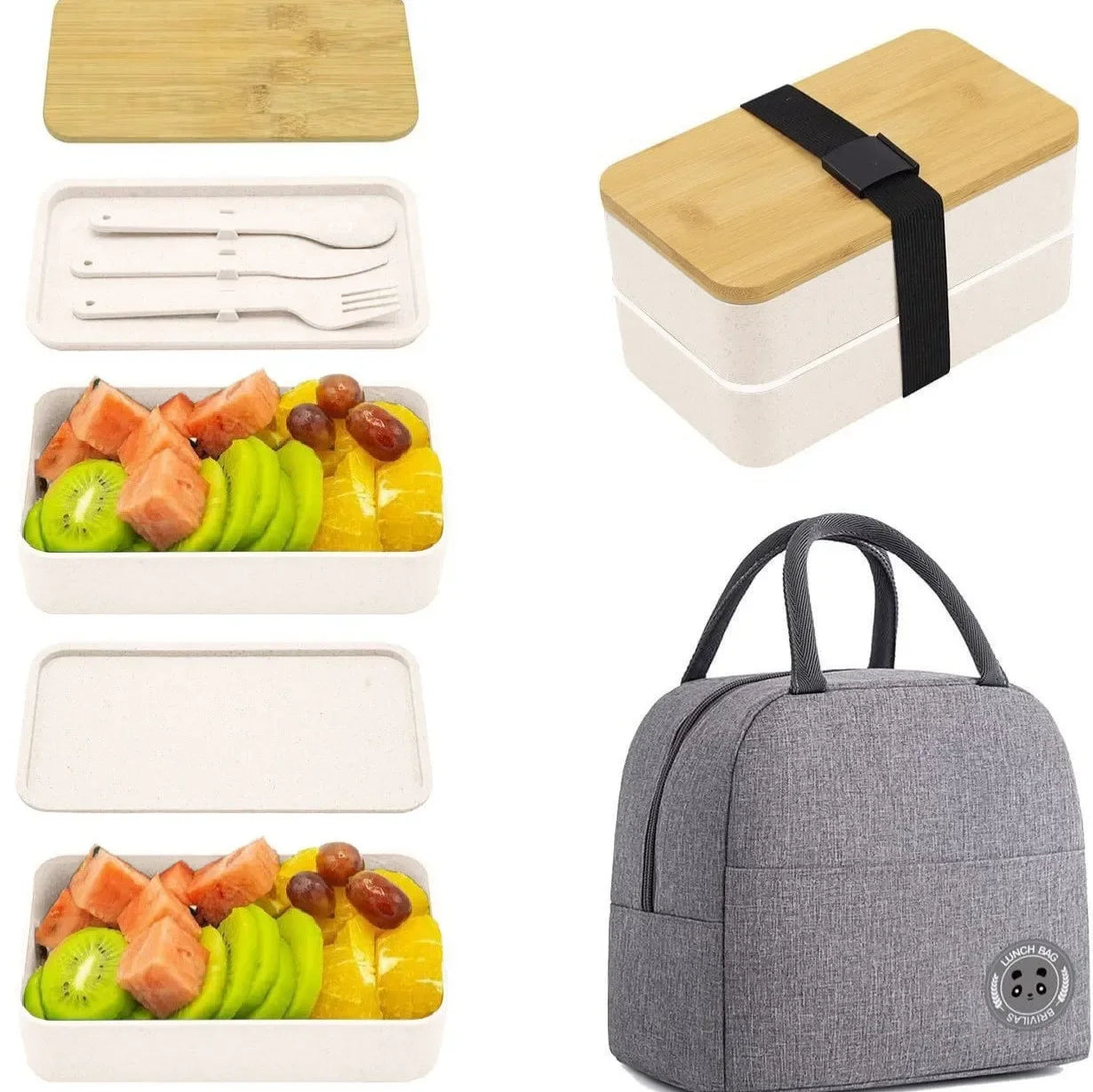 Boîte à lunch Bento empilable avec sac isotherme